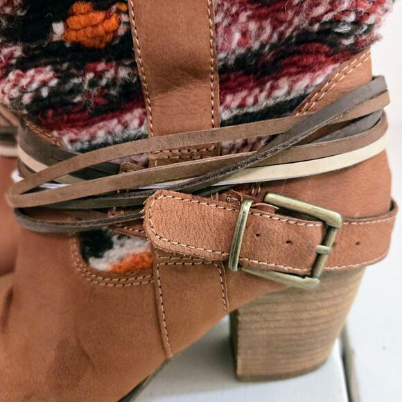 Steve Madden Tolteca Boots Womens Size 6 Cognac Leather Southwest Mid Calf Boho - Picture 11 of 11